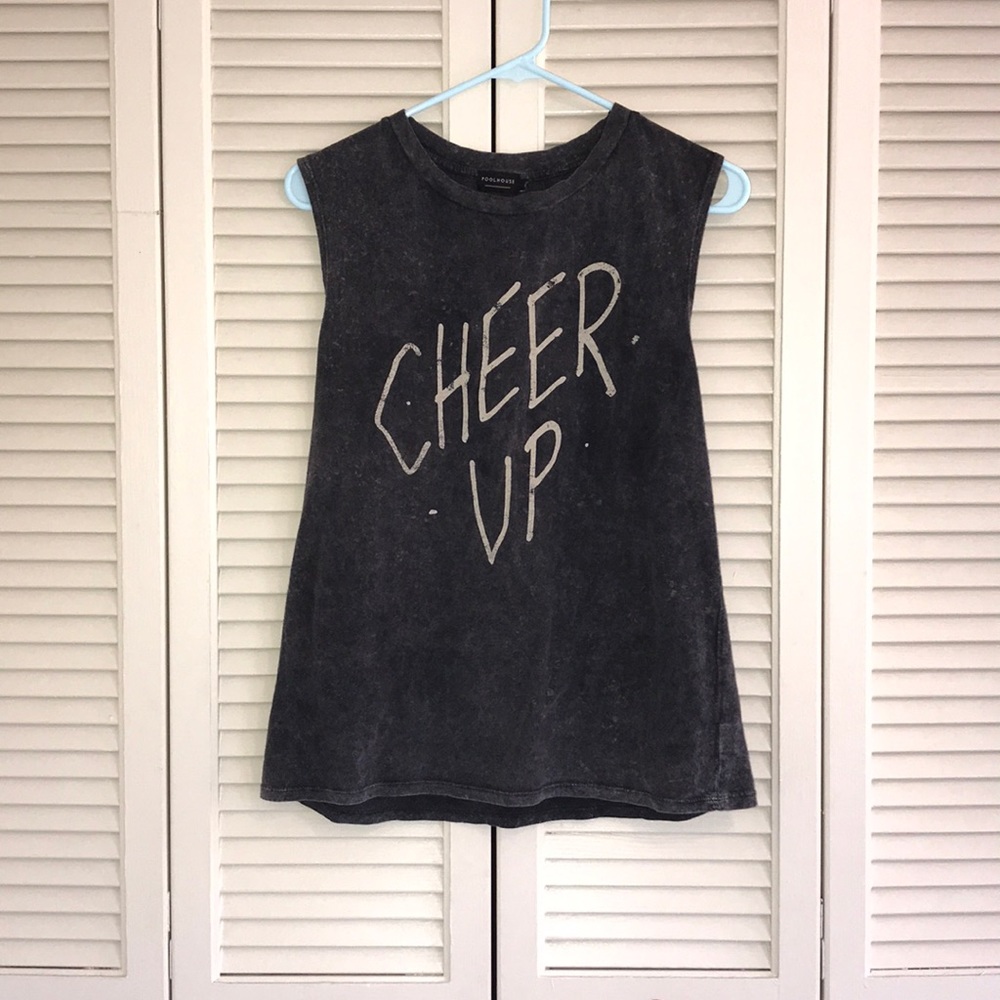 Women’s  POOLHOUSE Tank Size Lg Distressed Gray.